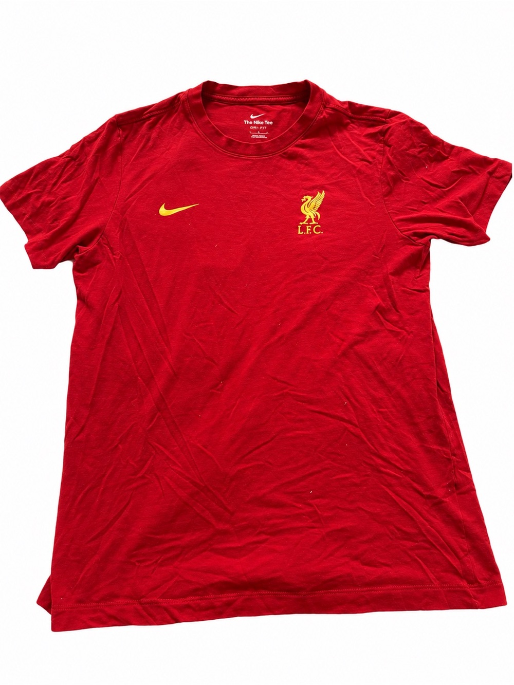 Nike Red Liverpool FC T-Shirt with Yellow Logos